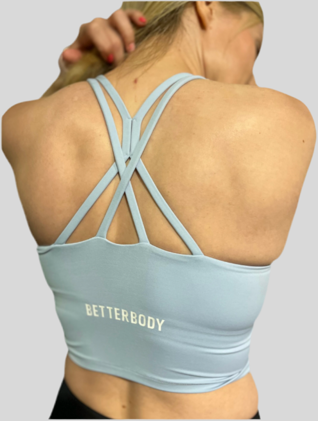 Strappy Sports Bra - Soft Blue Light Support